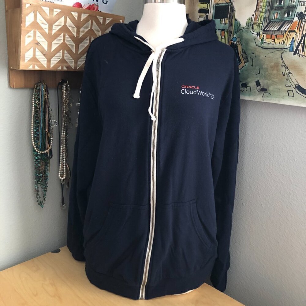 Marine Layer Afternoon Mens Black Tech Graphic Zip Hoodie L Coastal Preppy